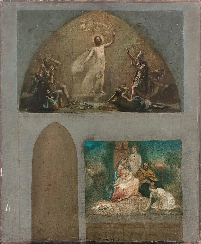 La resurezione di Cristo e Riposo della Sacra Famiglia. Chiesa dei santi Gervasio e Protasio - bozzetto